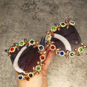 Round Pearl Oversized Diamond Sunglasses for Women